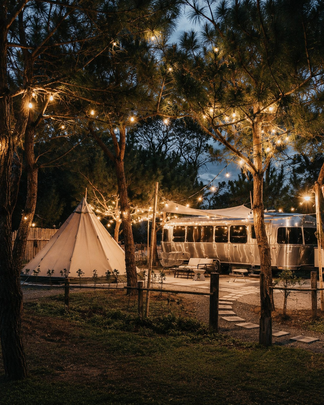 Airstream 特色露營夜景